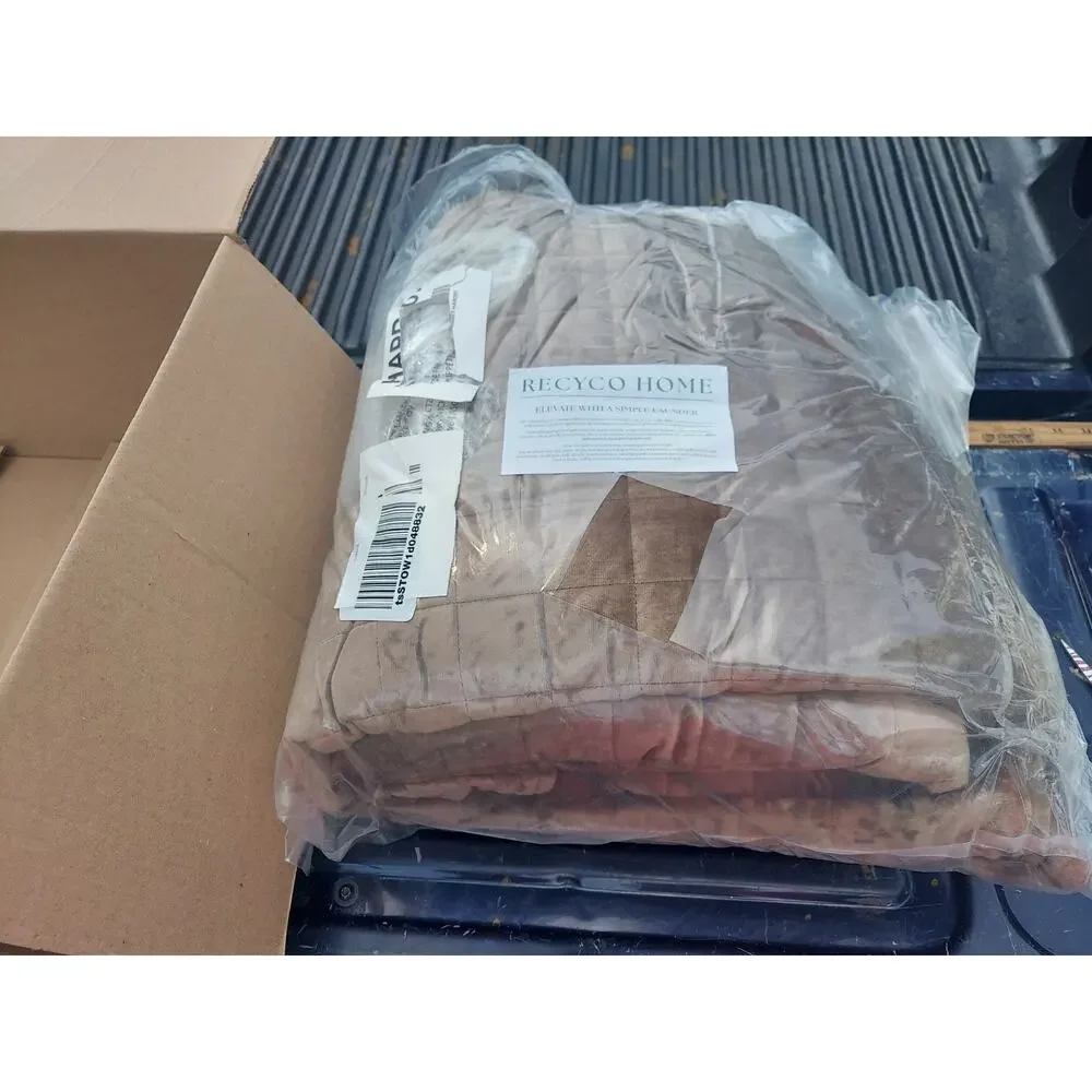 RECYCO HOME Quilted Comforter King Cal King Brown Polyester Plush Bedspread